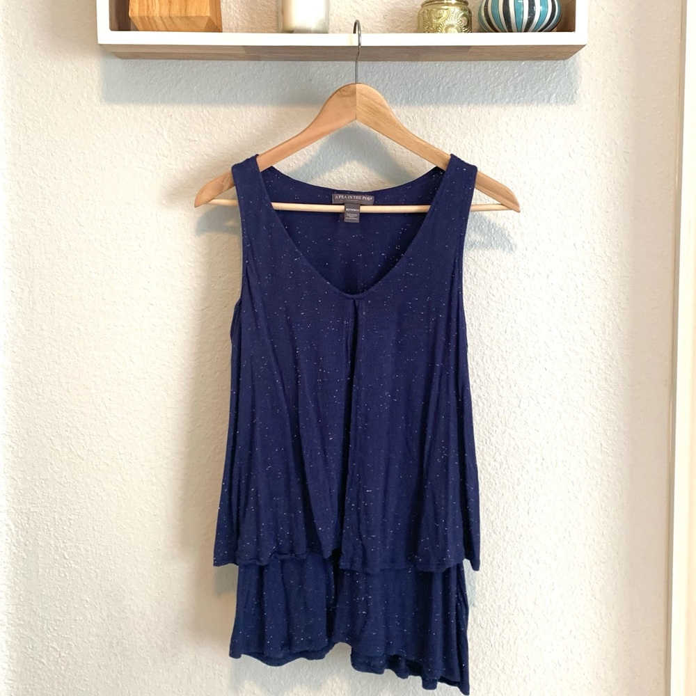 Pea in the Pod Layered Maternity Top Navy White Speckle XS